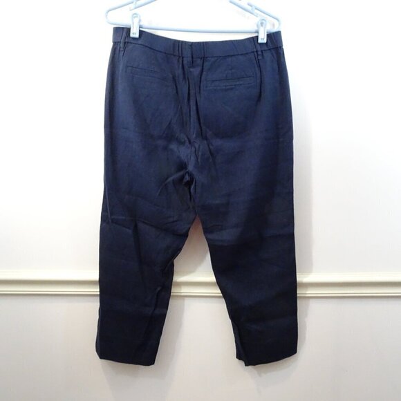 J.Jill Crop Pants Petite Size LP Navy Blue Linen Stretch Elastic Waist Pull On - Picture 4 of 5